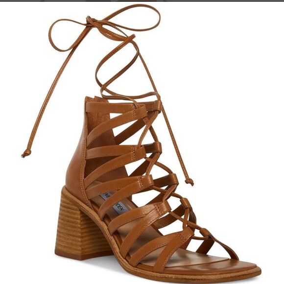 Tan Gladiator Sandals with High Straps - Picture 1 of 10
